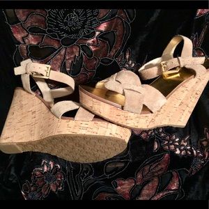 Michael Kors leather twist wedges